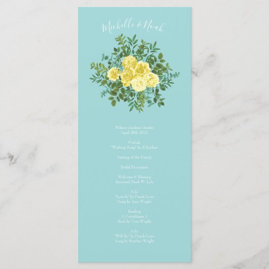 Jaune Aqua Programmes de mariage Turquoise Rose (Devant)