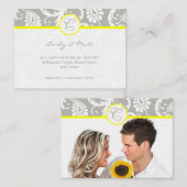 Jaune avec cartes d'information Mariage damassé gr (Devant / Derrière)