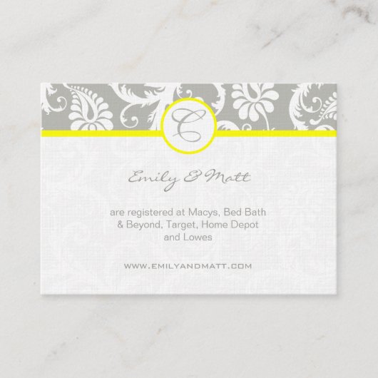 Jaune avec cartes d'information Mariage damassé gr (Devant)