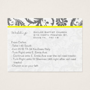 Jaune avec cartes d'information Mariage damassé gr
