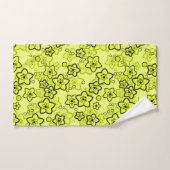 Jaune avec motif floral néon brillant noir (Serviette à main)