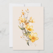 Jaune Beige Romantique Floral Faire-part de mariag (Dos)