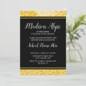 Jaune Black Floral Trunk College Party Invitation (Debout devant)