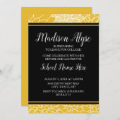 Jaune Black Floral Trunk College Party Invitation (Devant / Derrière)