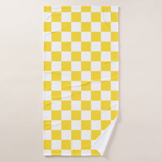 Jaune blanc À damiers Motif de tableau de bord (Serviette de bain)