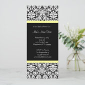 Jaune Blanc Noir Damas Bébé Douche Invitations (Debout devant)