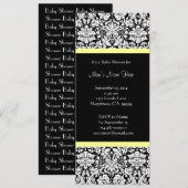 Jaune Blanc Noir Damas Bébé Douche Invitations (Devant / Derrière)