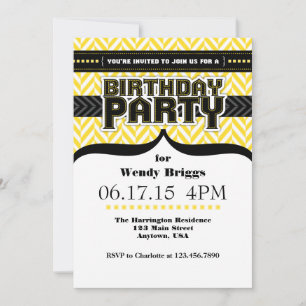 Jaune Blanc Noir Faucon Invitation d'anniversaire