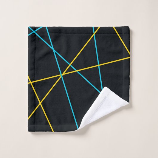 Jaune, Bleu, cool, branché, urbain, lignes moderne (Gant de toilette)