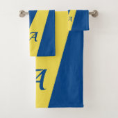 Jaune bleu moderne élégant chic audacieux monogram (En situation)