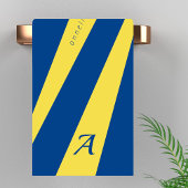 Jaune bleu moderne élégant chic monogrammé audacie