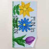 Jaune bleu Ultra Violet Floral Beach Serviette (Devant)