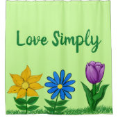 Jaune bleu violet Floral Vert Douche Rideau (Devant)