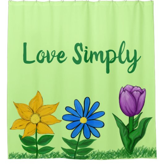 Jaune bleu violet Floral Vert Douche Rideau (Devant)