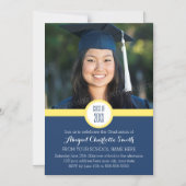 Jaune Blue Modern Graduation Party Carte magnétiqu (Recto)