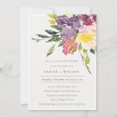 Jaune Blush Bourgogne Floral Couples Invitation de (Devant)
