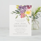 Jaune Blush Bourgogne Floral Couples Invitation de (Debout devant)