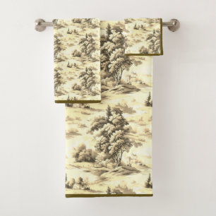 Jaune Brown Anglais Toile Serviette Ensemble