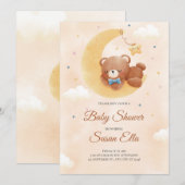 Jaune Brown mignonne ours Baby shower Invitation (Devant / Derrière)