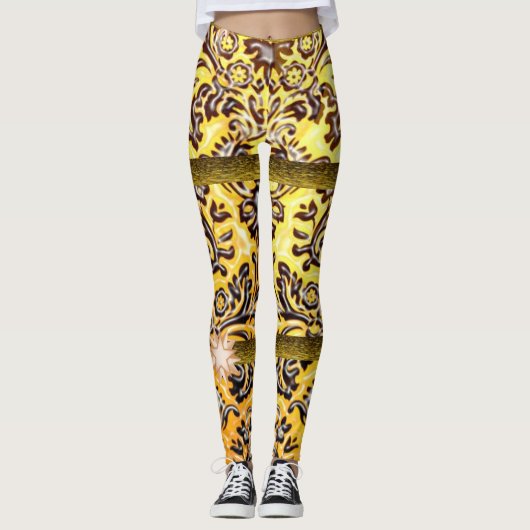 jaune brun long leggings adolescent (Devant)