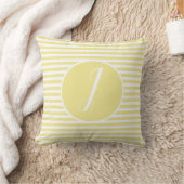 Jaune Cadre Monogramme Lettre Rayures Coussin (Couverture)