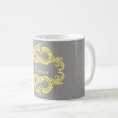 Jaune Chaud Damask Mug (Devant droit)