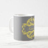 Jaune Chaud Damask Mug (Devant gauche)