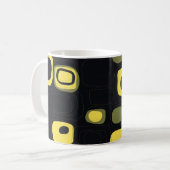 Jaune, Chaux, Mug d'art Abstrait noir rétro (Devant gauche)