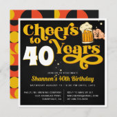 Jaune Cheers Jalon Anniversaire Invitation de fête (Devant / Derrière)