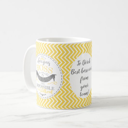 Jaune Chevron Extraordinaire Boss Mug (Devant gauche)