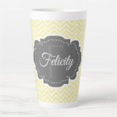 Jaune Chevron Personnalisé Latte Mug (Devant)