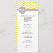 Jaune chic du menu | de dîner de Chevron (Devant / Derrière)