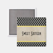Jaune Chic Quatrefoil Sweet 16 Magnet (Recto/Verso)