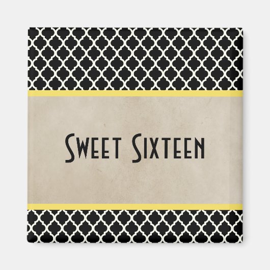 Jaune Chic Quatrefoil Sweet 16 Magnet (Devant)