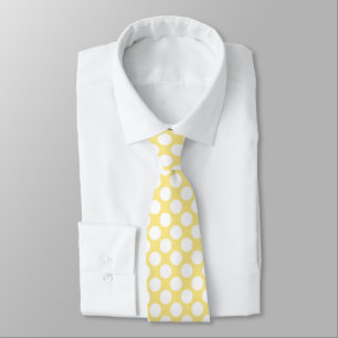 Jaune clair avec Cravate rétro Pois blanche