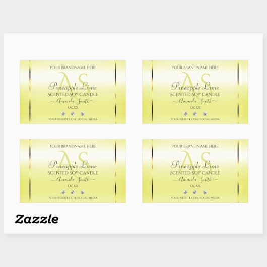 Jaune clair moderne Étiquette Bijoux Monogramme (Feuille)