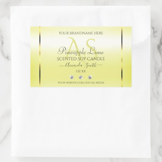 Jaune clair moderne Étiquette Bijoux Monogramme (Sac)