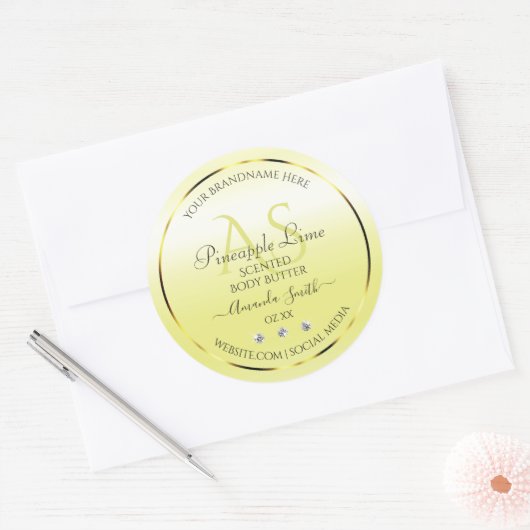 Jaune clair moderne Étiquette Bijoux Monogramme (Enveloppe)