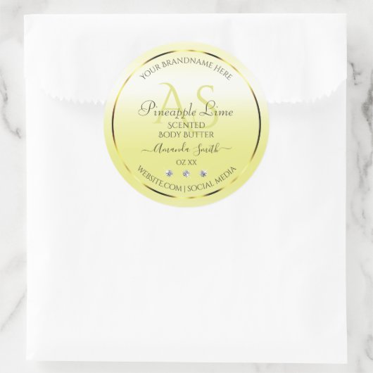 Jaune clair moderne Étiquette Bijoux Monogramme (Sac)