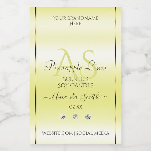 Jaune clair moderne Étiquette Bijoux Monogramme (Étiquettes simples)