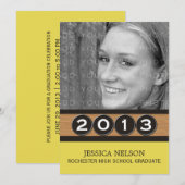 Jaune Classy Keys Graduation Invitation (Devant / Derrière)