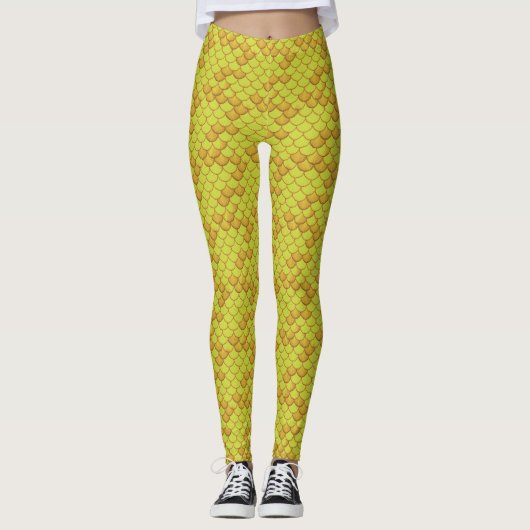 Jaune Coquille de sirène Leggings Style Ariel (Devant)