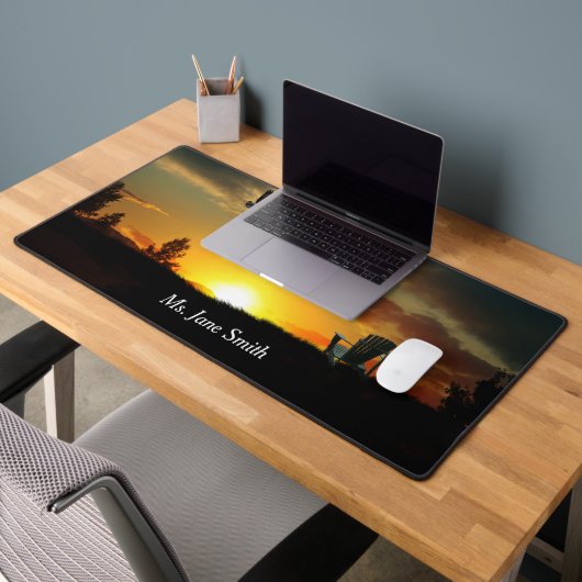 Jaune coucher de soleil Grassy Meadow Desk Mat (Bureau 2)