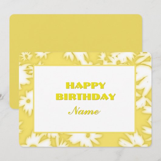 Jaune Couleur Me Marguerites Carte Anniversaire (Devant / Derrière)