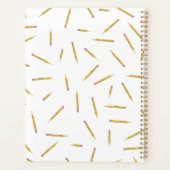 Jaune crayons rose Pomme Planificateur enseignant (Dos)