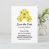 Jaune D20 dés Enregistrer la date Invitation (Debout devant)