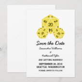 Jaune D20 dés Enregistrer la date Invitation (Devant / Derrière)