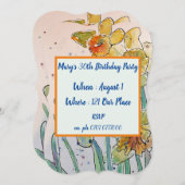 Jaune Daffodil Floral 40e anniversaire Invitation (Devant / Derrière)