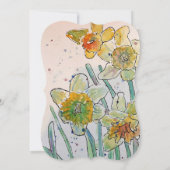 Jaune Daffodil Floral 40e anniversaire Invitation (Dos)