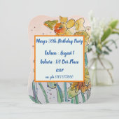 Jaune Daffodil Floral 40e anniversaire Invitation (Debout devant)